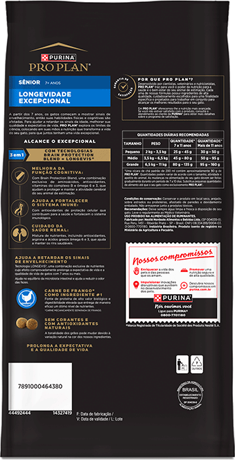 Ração Seca Purina Pro Plan Longevidade Excepcional Sênior 7+ para Gatos - 1Kg