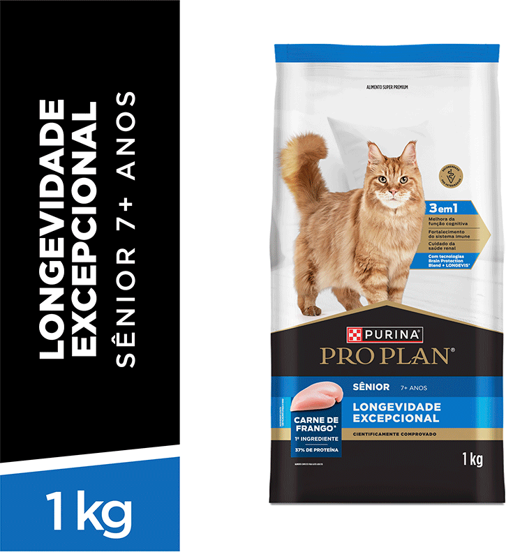 Ração Seca Purina Pro Plan Longevidade Excepcional Sênior 7+ para Gatos - 1Kg