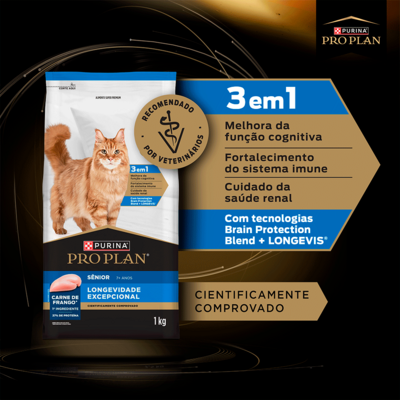 Ração Seca Purina Pro Plan Longevidade Excepcional Sênior 7+ para Gatos