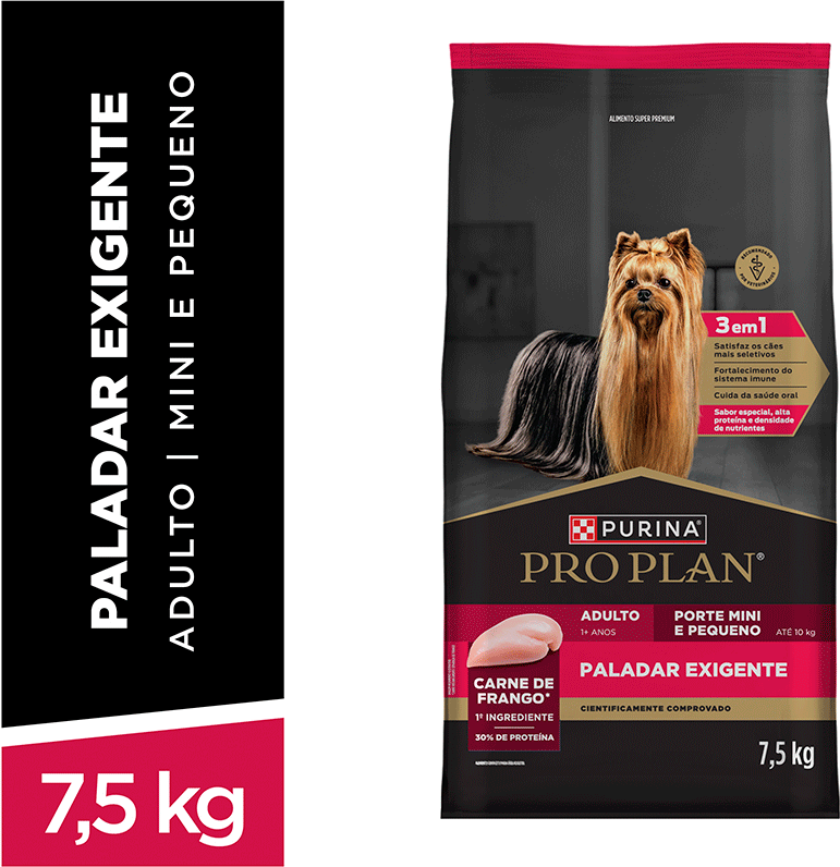Ração Seca Pro Plan Paladar Exigente para Cães Adultos Raças Minis e Pequenas - 7,5Kg