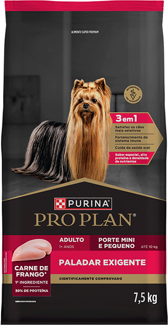 Ração Seca Pro Plan Paladar Exigente para Cães Adultos Raças Minis e Pequenas - 7,5Kg
