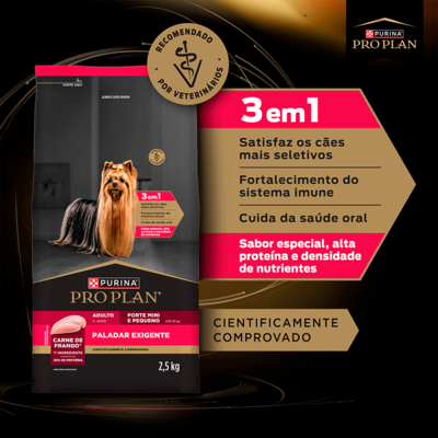 Ração Seca Pro Plan Paladar Exigente para Cães Adultos Raças Minis e Pequenas