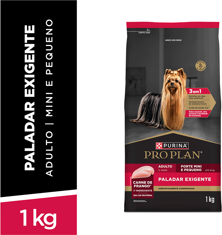 Ração Seca Pro Plan Paladar Exigente para Cães Adultos Raças Minis e Pequenas - 1Kg