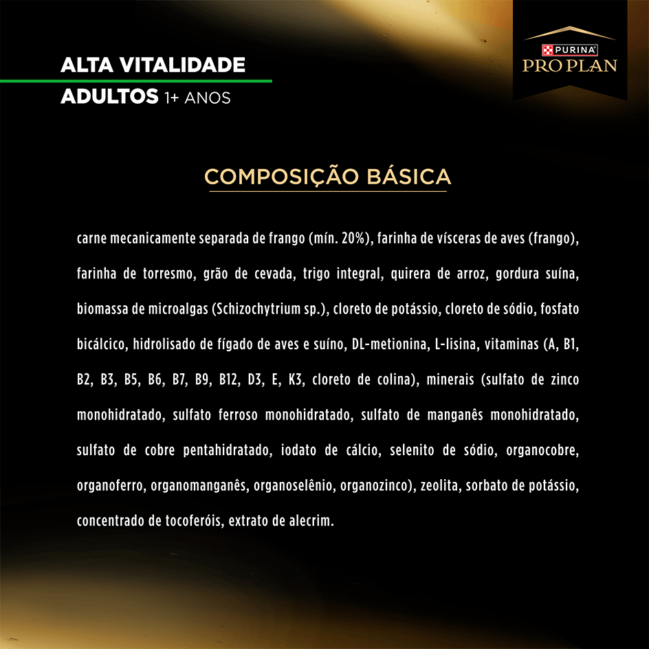 Ração Seca Purina Pro Plan Alta Vitalidade para Cães Adultos - 12Kg