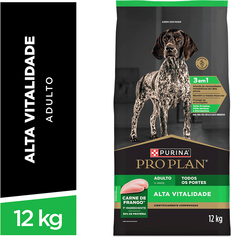 Ração Seca Purina Pro Plan Alta Vitalidade para Cães Adultos - 12Kg