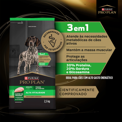 Ração Seca Purina Pro Plan Alta Vitalidade para Cães Adultos