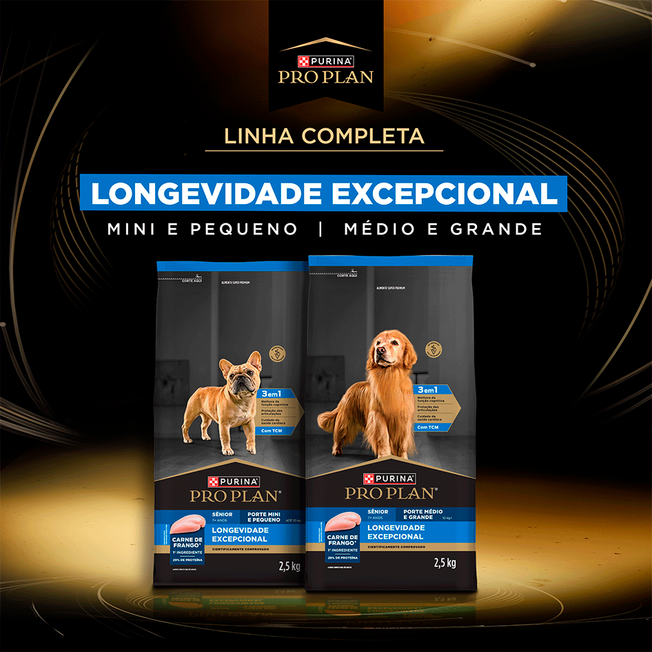 Ração Seca Purina Pro Plan Longevidade Excepcional Sênior 7+ para Cães Raças Médias e Grandes - 12Kg
