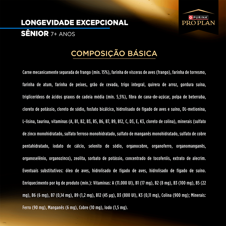 Ração Seca Purina Pro Plan Longevidade Excepcional Sênior 7+ para Cães Raças Minis e Pequenas - 2,5Kg