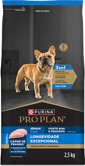 Ração Seca Purina Pro Plan Longevidade Excepcional Sênior 7+ para Cães Raças Minis e Pequenas - 2,5Kg