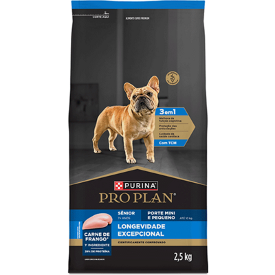 Ração Seca Purina Pro Plan Longevidade Excepcional Sênior 7+ para Cães Raças Minis e Pequena