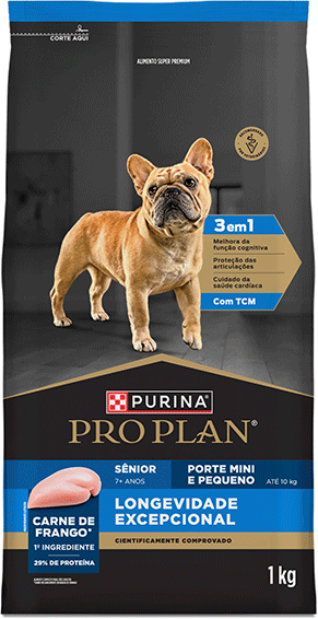 Ração Seca Purina Pro Plan Longevidade Excepcional Sênior 7+ para Cães Raças Minis e Pequenas - 1Kg