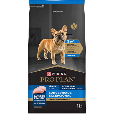 Ração Seca Purina Pro Plan Longevidade Excepcional Sênior 7+ para Cães Raças Minis e Pequena
