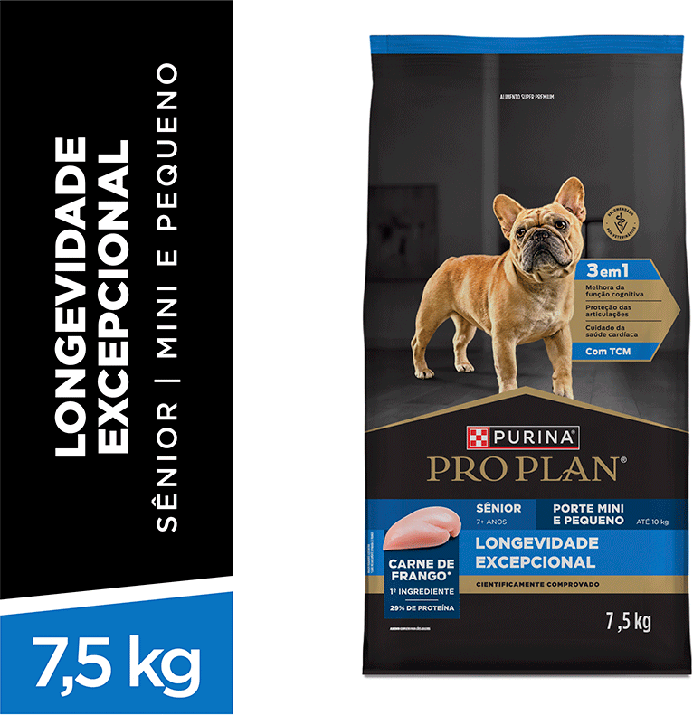 Ração Seca Purina Pro Plan Longevidade Excepcional Sênior 7+ para Cães Raças Minis e Pequenas - 7,5Kg