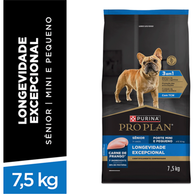 Ração Seca Purina Pro Plan Longevidade Excepcional Sênior 7+ para Cães Raças Minis e Pequena
