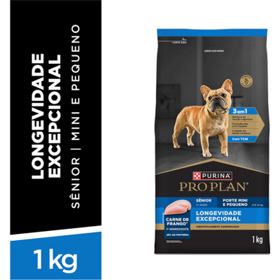 Ração Seca Purina Pro Plan Longevidade Excepcional Sênior 7+ para Cães Raças Minis e Pequena