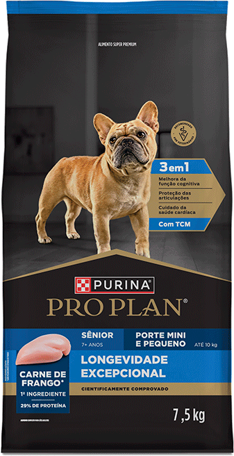 Ração Seca Purina Pro Plan Longevidade Excepcional Sênior 7+ para Cães Raças Minis e Pequenas - 7,5Kg