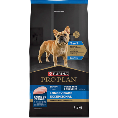 Ração Seca Purina Pro Plan Longevidade Excepcional Sênior 7+ para Cães Raças Minis e Pequena