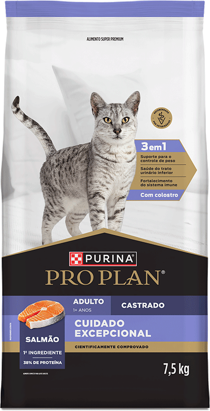 Ração Seca Purina Pro Plan Cuidado Excepcional para Gatos Castrados sabor Salmão - 7,5Kg