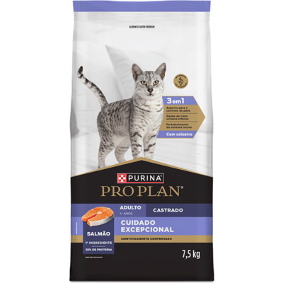 Ração Seca Purina Pro Plan Cuidado Excepcional para Gatos Castrados sabor Salmão
