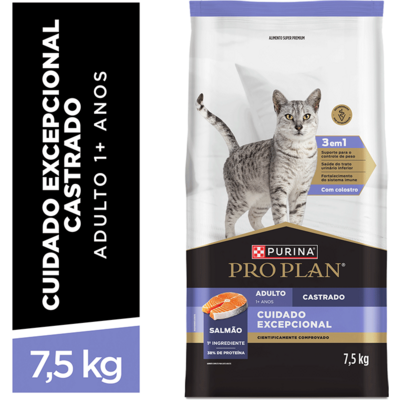 Ração Seca Purina Pro Plan Cuidado Excepcional para Gatos Castrados sabor Salmão