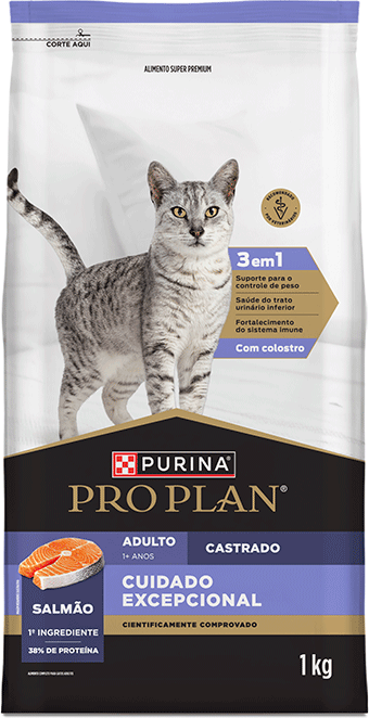 Ração Seca Purina Pro Plan Cuidado Excepcional para Gatos Castrados sabor Salmão - 1Kg