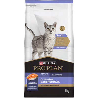 Ração Seca Purina Pro Plan Cuidado Excepcional para Gatos Castrados sabor Salmão