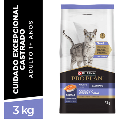 Ração Seca Purina Pro Plan Cuidado Excepcional para Gatos Castrados sabor Salmão