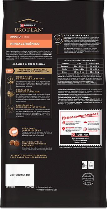 Ração Seca Purina Pro Plan Hipoalergênica para Gatos Adultos - 3Kg