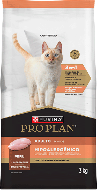 Ração Seca Purina Pro Plan Hipoalergênica para Gatos Adultos - 3Kg