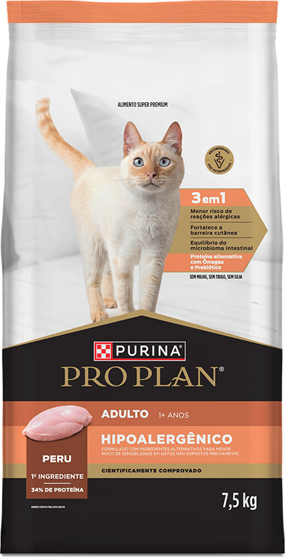 Ração Seca Purina Pro Plan Hipoalergênica para Gatos Adultos - 7,5Kg