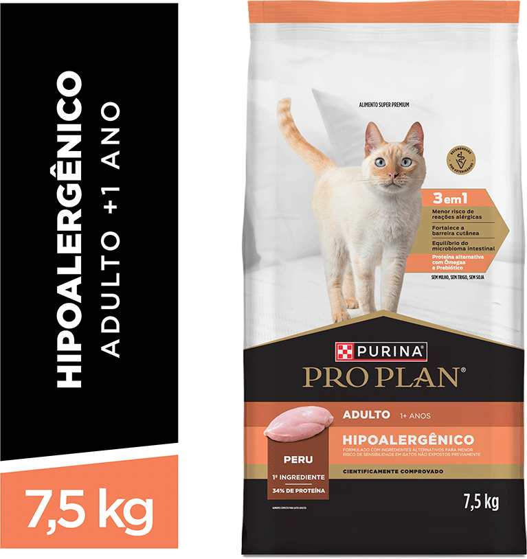 Ração Seca Purina Pro Plan Hipoalergênica para Gatos Adultos - 7,5Kg