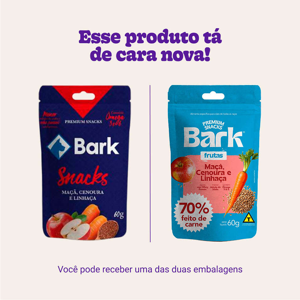 Snack Bark para Cães Sabor Maçã, Cenoura e Linhaça - 60g
