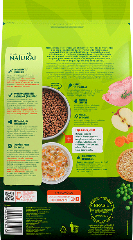 Ração Guabi Natural Frango e Arroz Integral para Cães Filhotes Raças Mini e Pequena - 2,5Kg