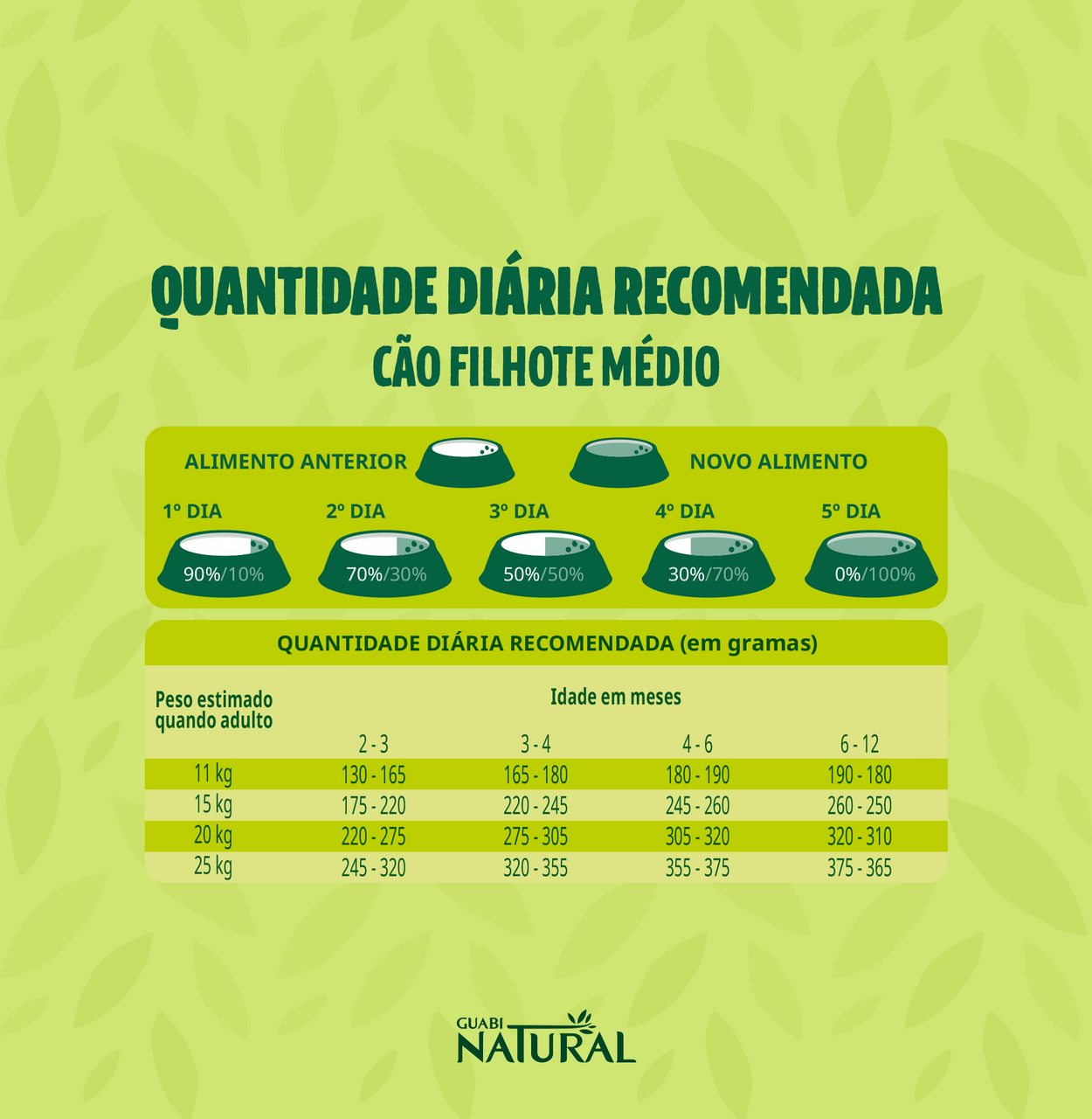 Ração Guabi Natural Frango e Arroz Integral para Cães Filhotes Raças Média - 20Kg