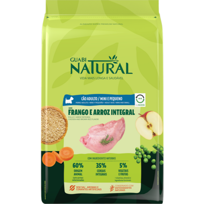 Ração Guabi Natural Frango e Arroz Integral para Cães Adultos Raças Mini e Pequena