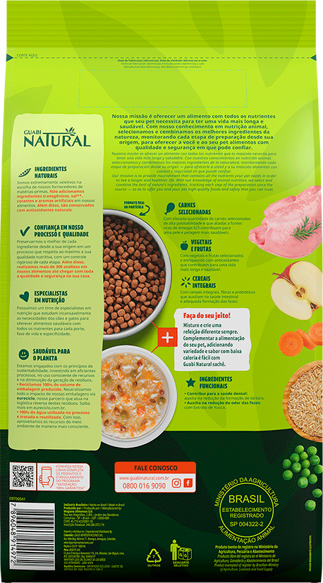 Ração Guabi Natural Frango e Arroz Integral para Cães Adultos Raças Mini e Pequena - 2,5Kg