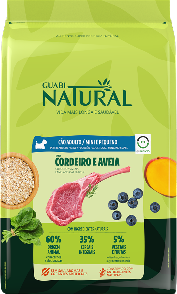 Ração Guabi Natural Cordeiro e Aveia para Cães Adultos Raças Mini e Pequena - 1Kg
