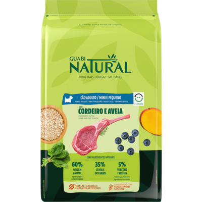 Ração Guabi Natural Cordeiro e Aveia para Cães Adultos Raças Mini e Pequena
