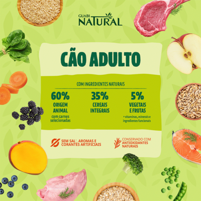 Ração Guabi Natural Cordeiro e Aveia para Cães Adultos Raças Mini e Pequena