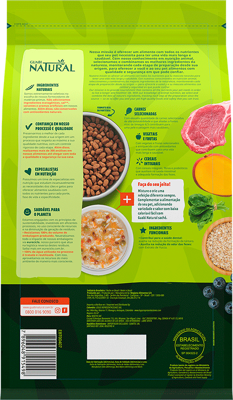 Ração Guabi Natural Cordeiro e Aveia para Cães Adultos Raças Mini e Pequena - 1Kg