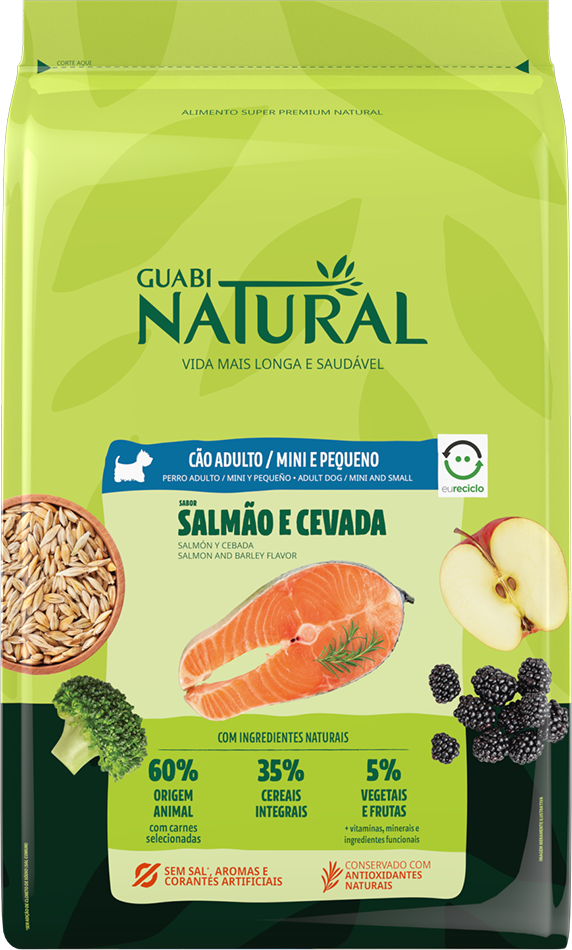 Ração Guabi Natural Salmão e Cevada para Cães Adultos Raças Mini e Pequena - 2,5Kg