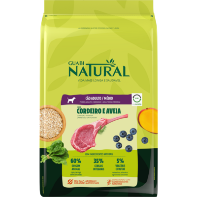 Ração Guabi Natural Cordeiro e Aveia para Cães Adultos Raças Média”