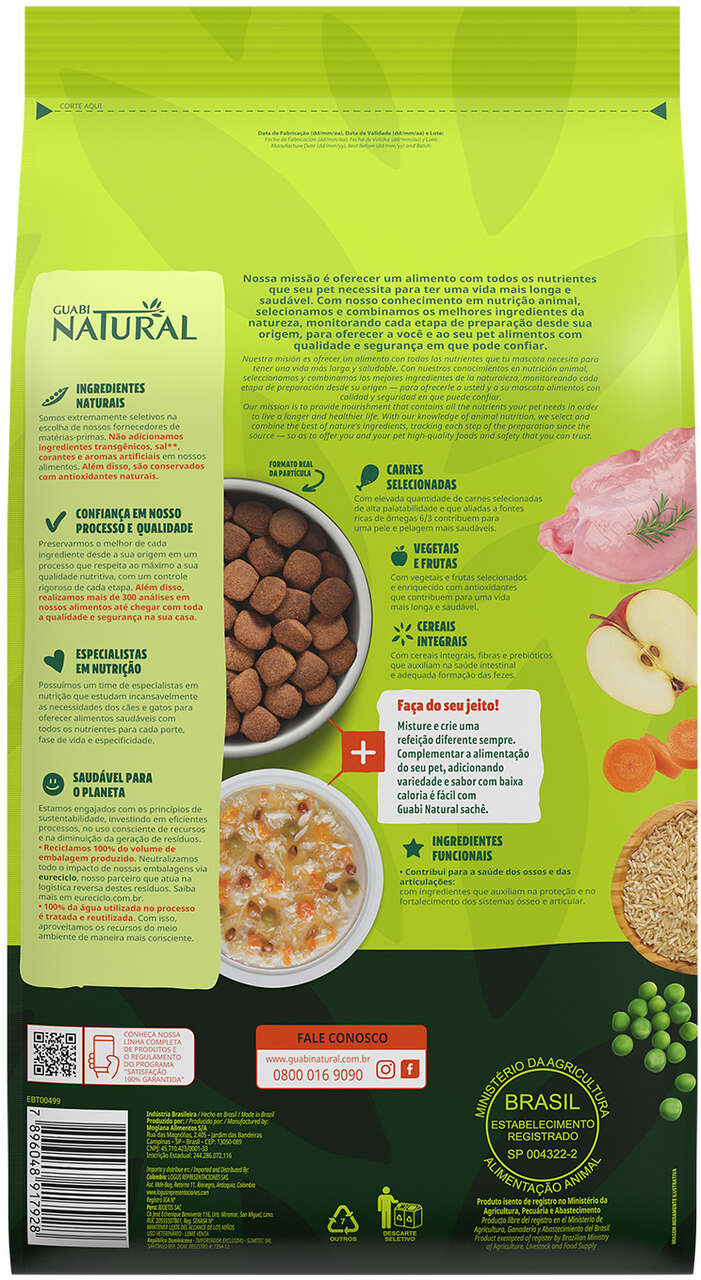 Ração Guabi Natural Frango e Arroz Integral para Cães Adultos Raças Grande e Gigante - 20Kg