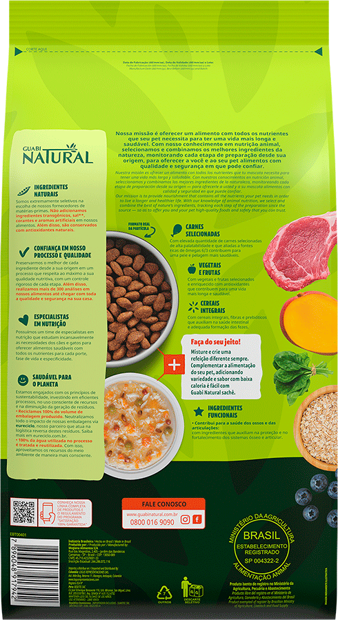 Ração Guabi Natural Cordeiro e Aveia para Cães Adultos Raças Grande e Gigante - 12Kg