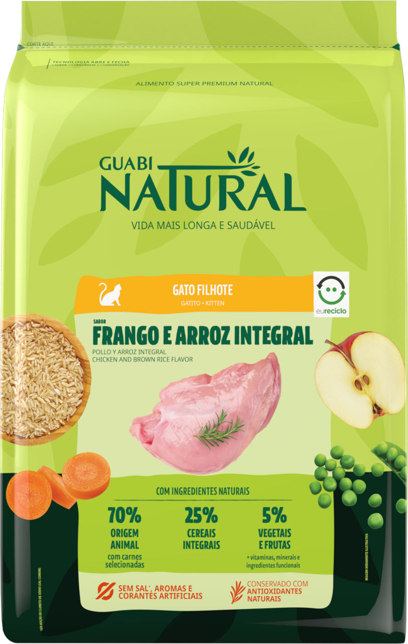 Ração Guabi Natural Frango e Arroz Integral para Gatos Filhotes - 1,5Kg
