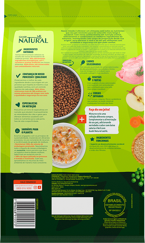 Ração Guabi Natural Frango e Arroz Integral para Gatos Filhotes - 1,5Kg