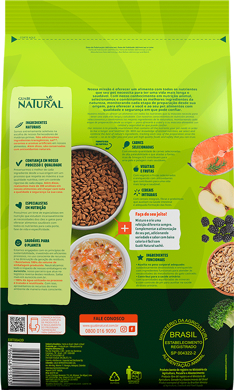 Ração Guabi Natural Salmão e Cevada para Gatos Adultos Castrados - 7,5Kg