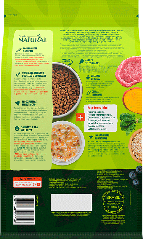 Ração Guabi Natural Cordeiro e Aveia para Gatos Adultos Castrados - 7,5Kg