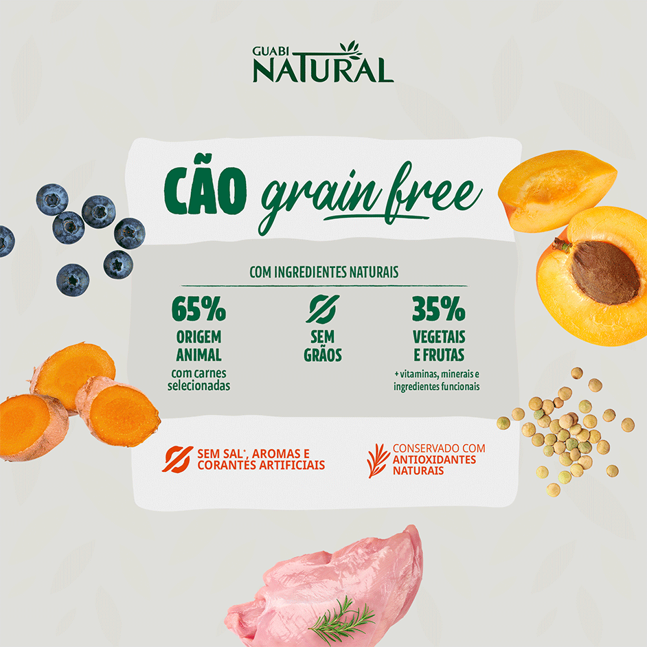 Ração Guabi Natural Grain Free Frango e Lentilha para Cães Adultos Raças Mini e Pequenas - 1Kg