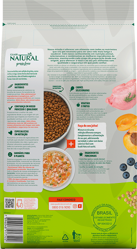 Ração Guabi Natural Grain Free Frango e Lentilha para Cães Adultos Raças Mini e Pequenas - 1Kg